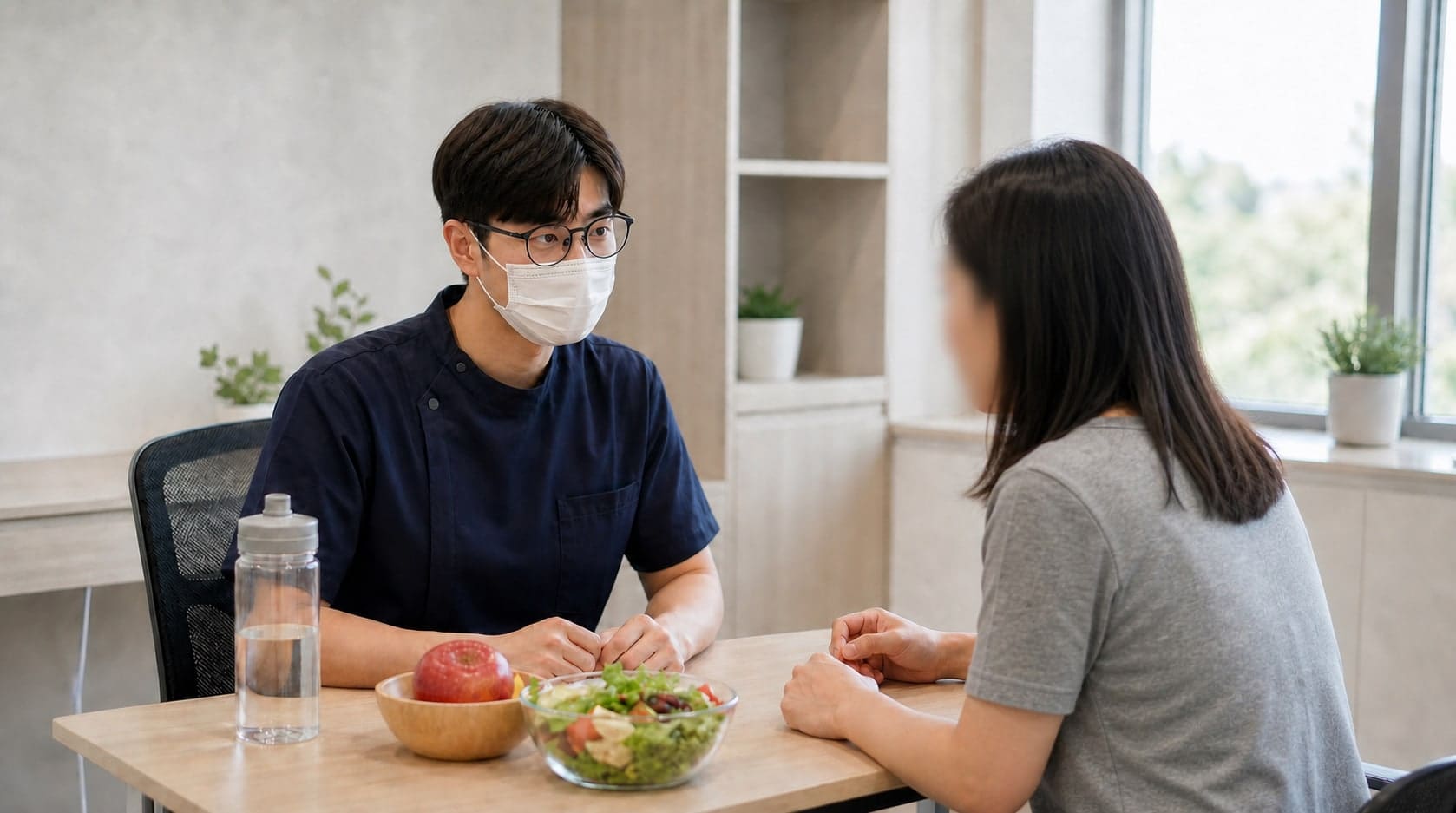 혁원장이 상담실에서 다이어트 한약 상담을 진행하는 모습